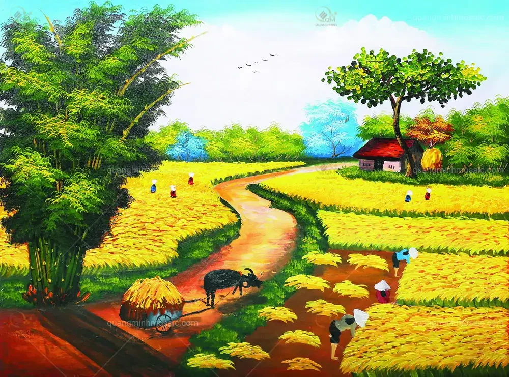 99+ Tranh Đồng Quê phong cảnh quê hương đẹp nhất 2025