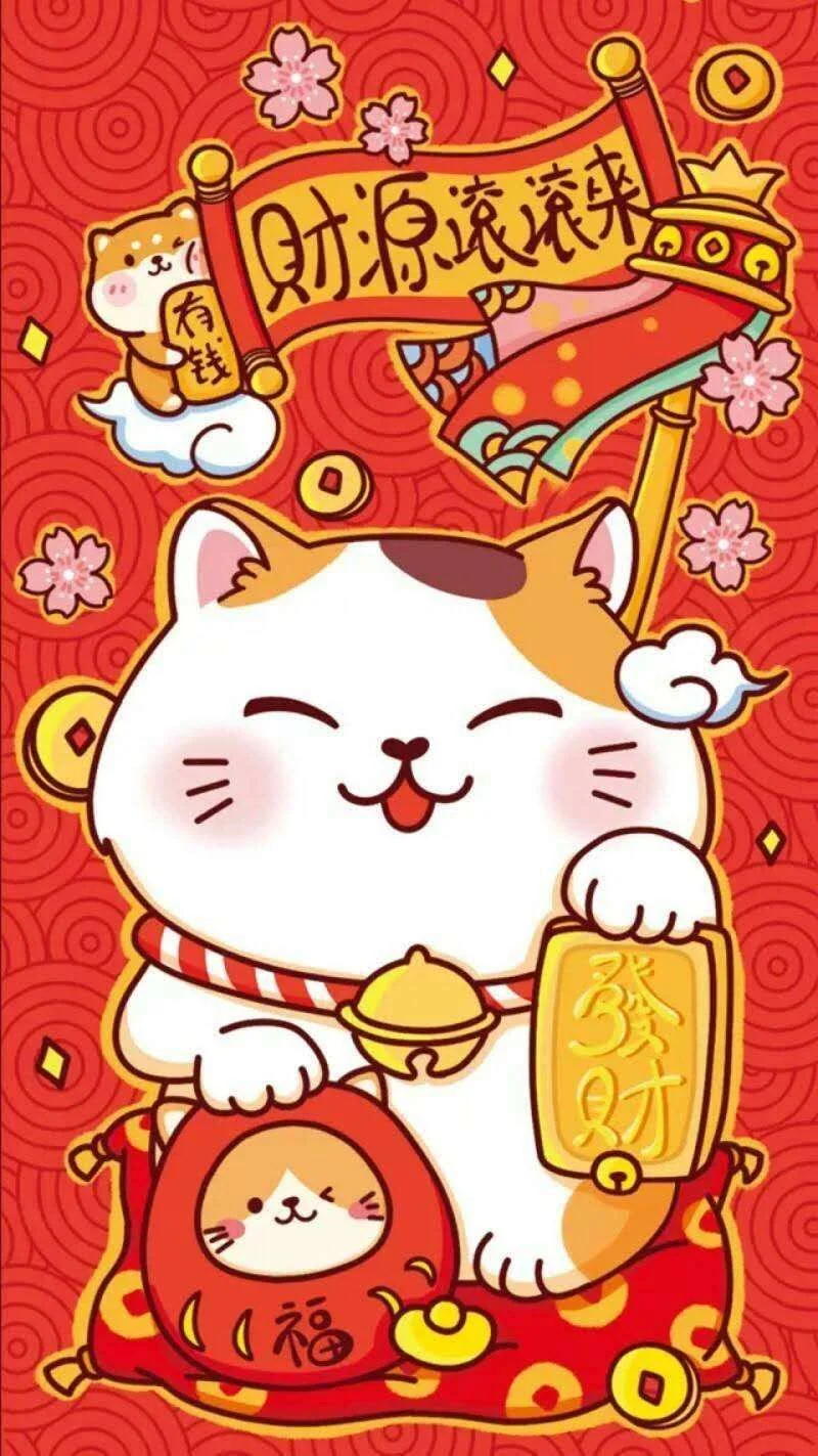 Hình nền mèo thần tài đẹp cho điện thoại