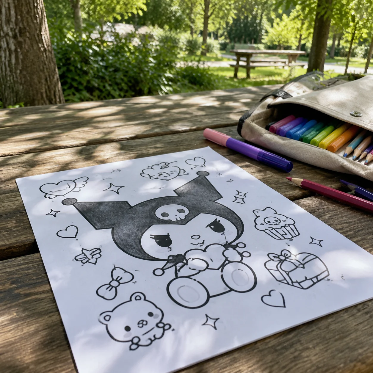 Bộ ảnh tranh tô màu kuromi, tấm 32