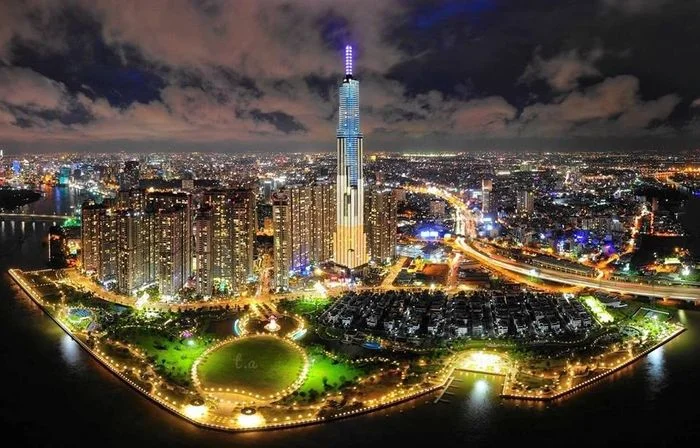 ảnh thành phố về đêm lung linh ánh đèn tại Landmark 81