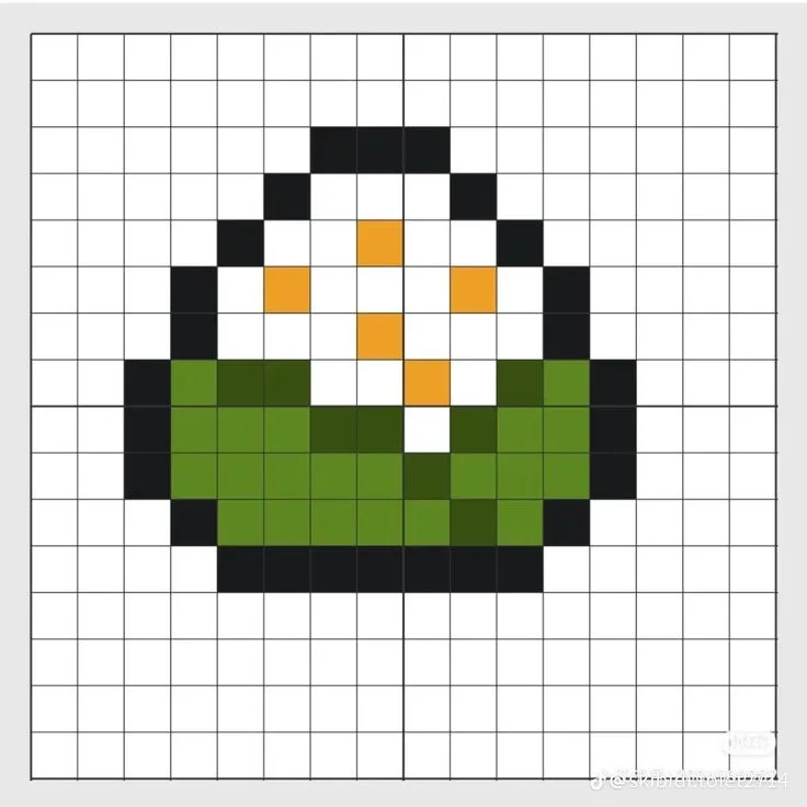 Tranh pixel đơn giản hình nắm cơm onigiri trên giấy kẻ ô