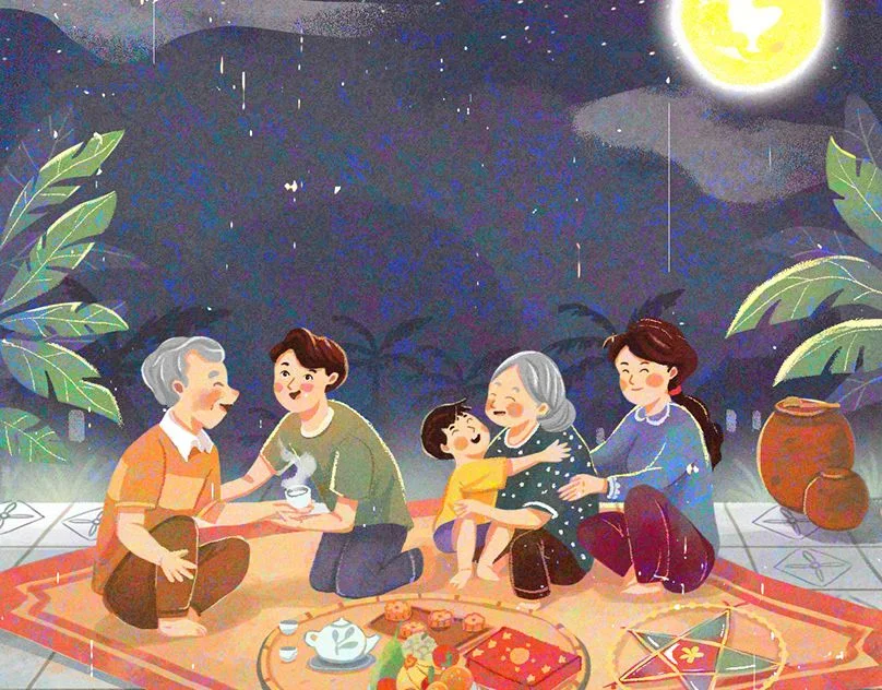 Tranh gia đình sum họp dịp Trung Thu 10