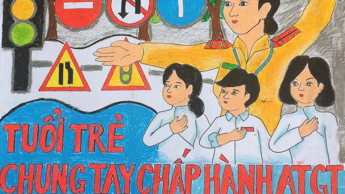 Vẽ tranh chủ đề an toàn giao thông rõ ràng.