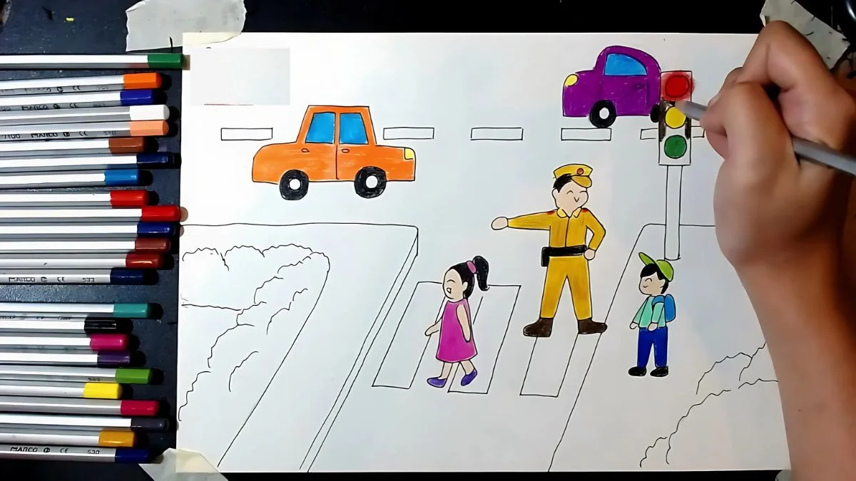 Vẽ tranh về chủ đề an toàn giao thông