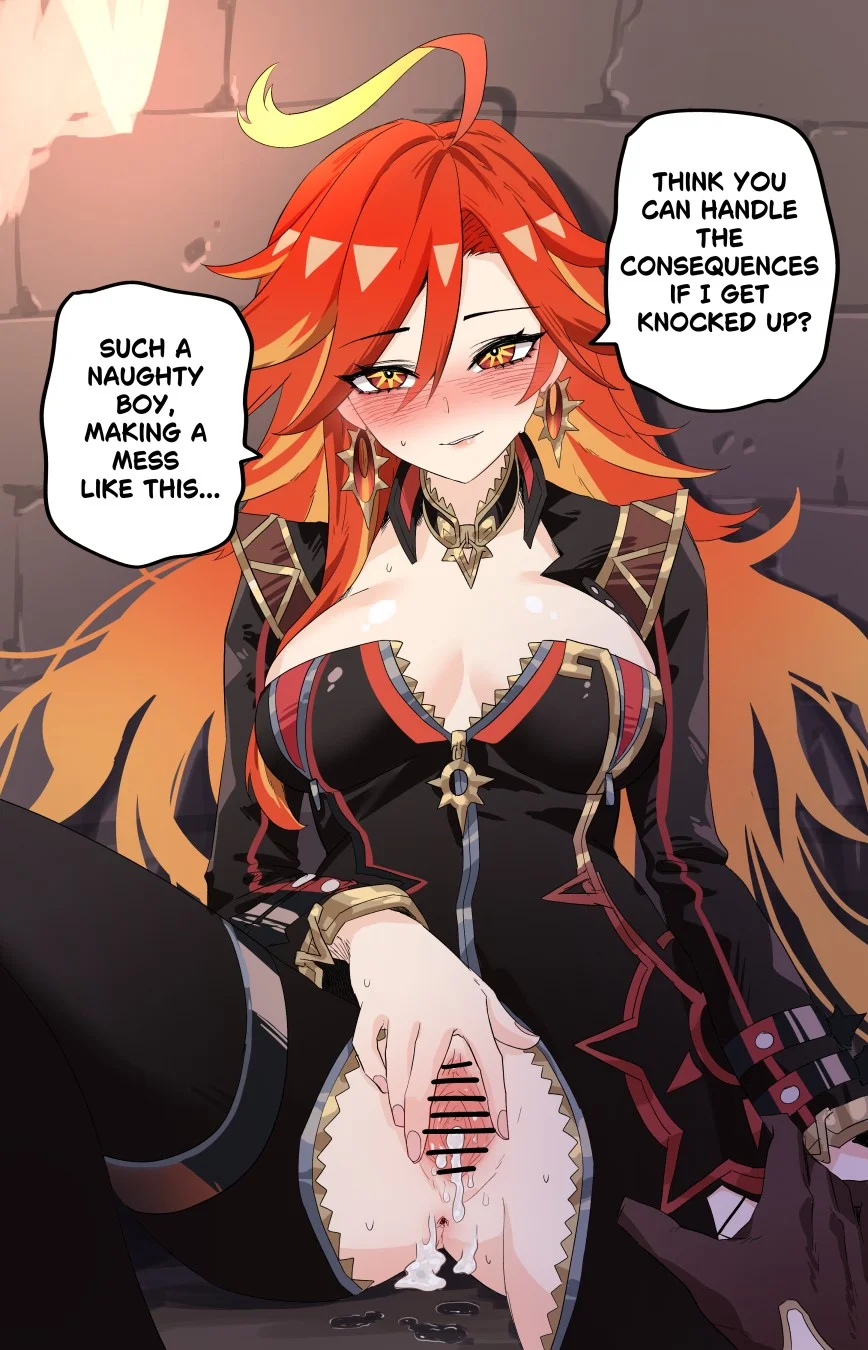 genshin impact, aether (genshin impact), mavuika (genshin impact), kukiyuusha, 2:3 - Rule 34 World