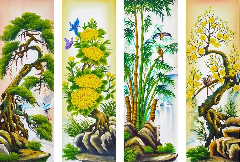 Câu Tùng trong tranh tứ quý mạnh mẽ, gánh chịu mọi khó khăn, vượt mọi thử thách.
