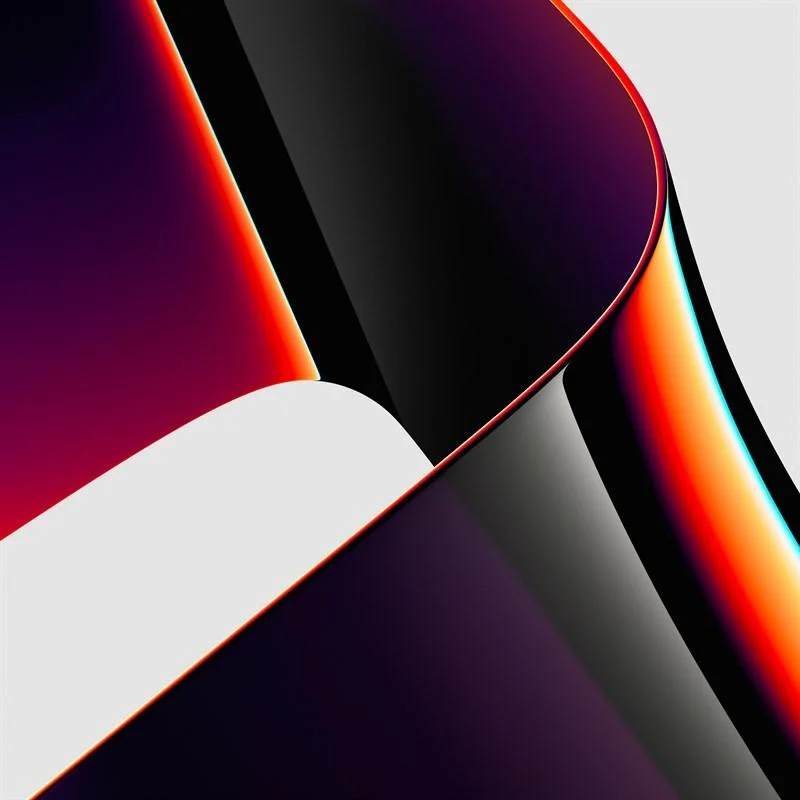 hình nền macbook abstract dark với đường cong gradient cam đỏ tím đen cao cấp