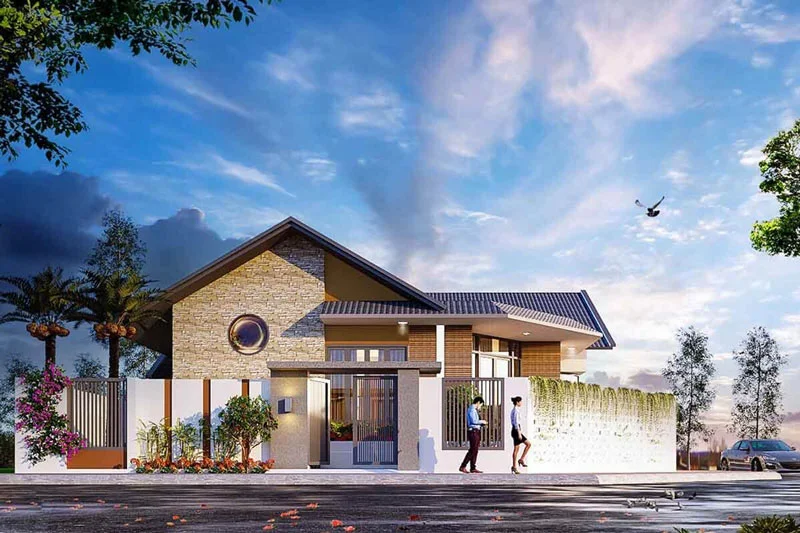 Mẫu nhà cấp 4 2 mặt tiền