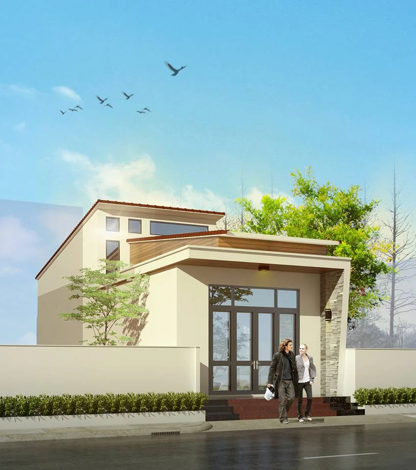 Mẫu nhà cấp 4 có gác lửng với kiến trúc hiện đại, đơn giản dành cho gia đình trẻ.