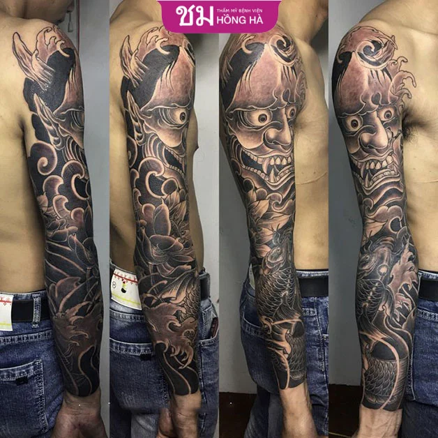 50+ Mẫu hình xăm full tay trắng đen được ưa chuộng