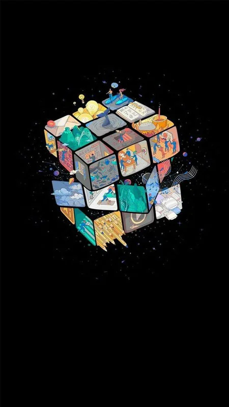 Khối lập phương Rubik nhiều màu trên nền đen