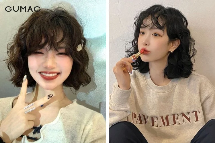 Mặt tròn để tóc ngắn uốn xoăn nhẹ nhàng