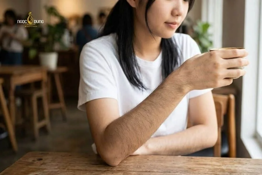 Con gái nhiều lông tay: Nguyên nhân và cách khắc phục