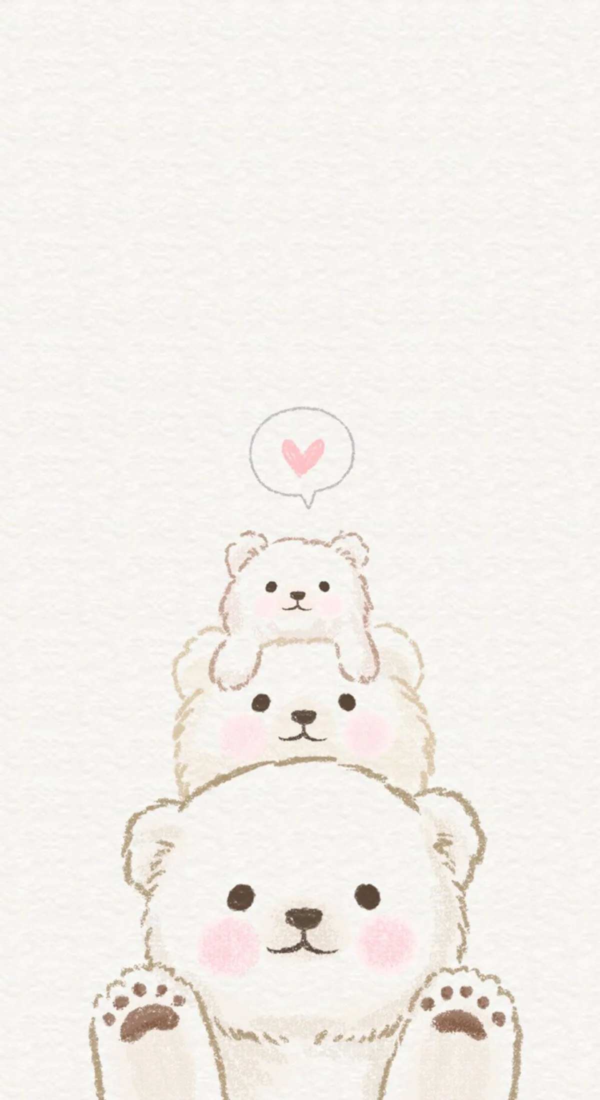 hình nền cute với hình vẽ ba chú gấu trắng xếp chồng lên nhau