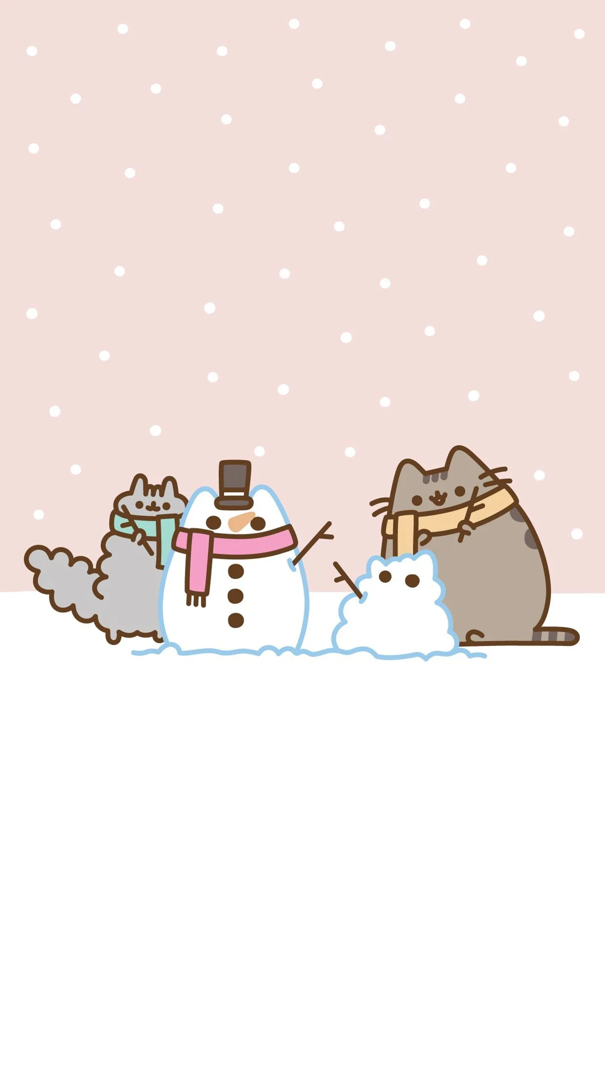 Hình nền cute mèo Pusheen làm người tuyết