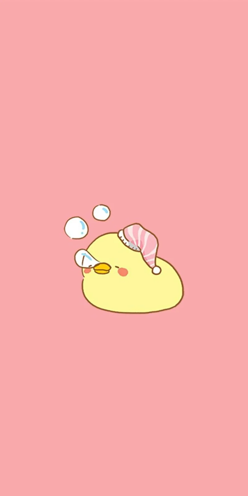hình nền cute chú vịt con hoạt hình đang ngủ trên nền hồng