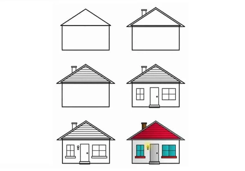 Dạy bé vẽ ngôi nhà từ các hình khối