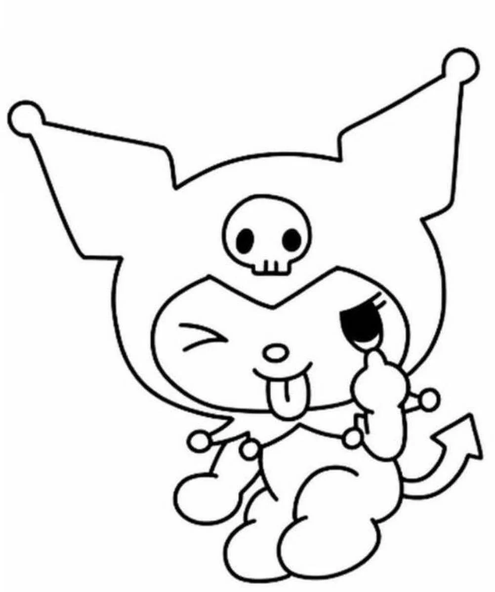 Tranh tô màu Kuromi tinh nghịch