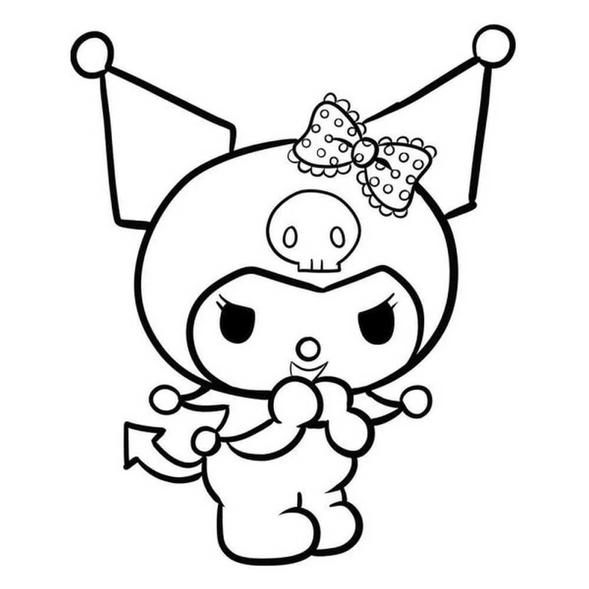 Tranh tô màu Kuromi thắt nơ