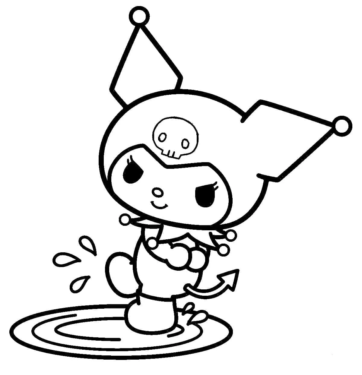 Tranh tô màu Kuromi nghịch nước
