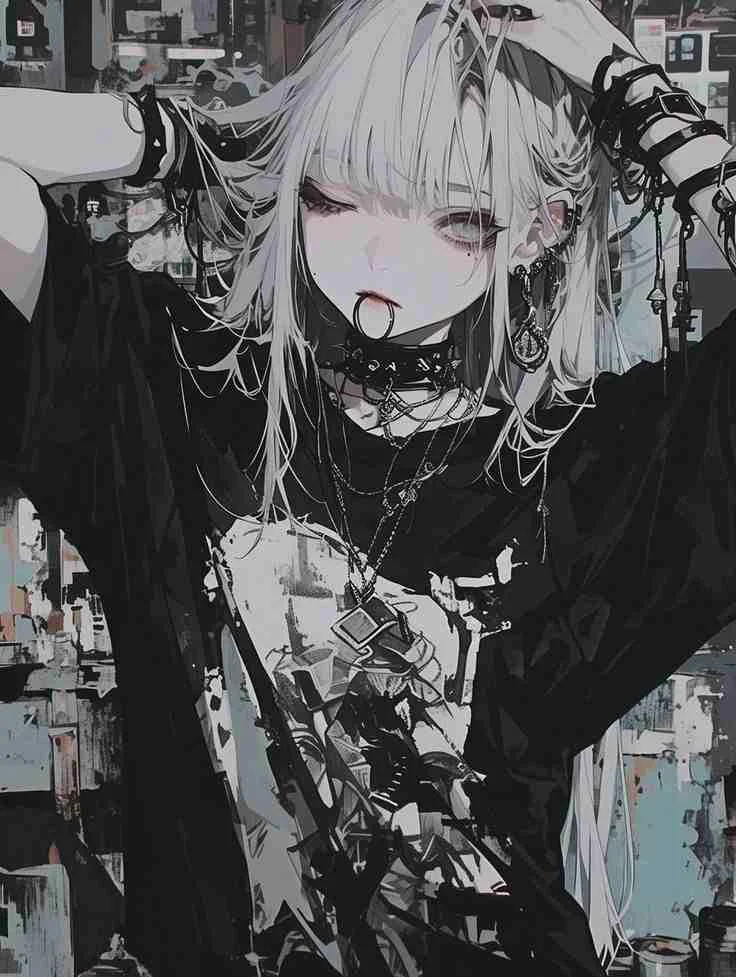 Hình ảnh anime nữ ngầu phong cách gothic tối tăm