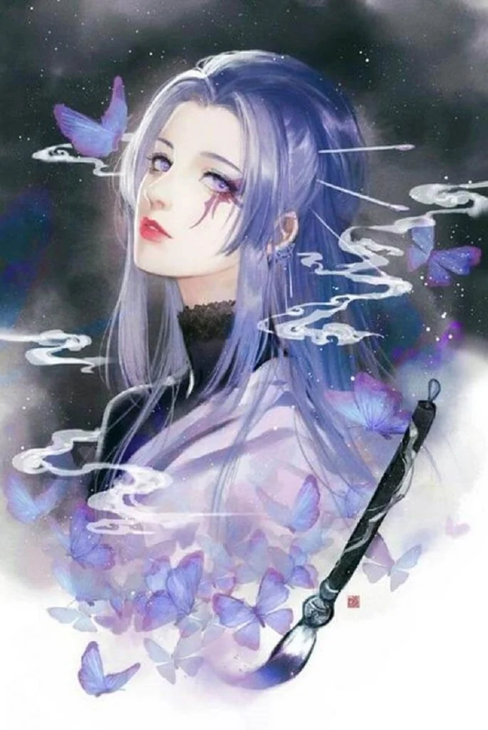 hình ảnh anime nữ ngầu màu đen