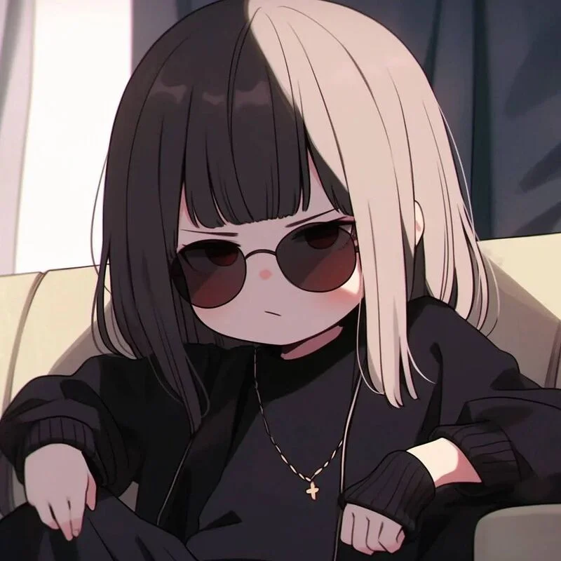 Ảnh avatar nữ anime gái đen tóc mái bằng đeo kính râm chất chơi